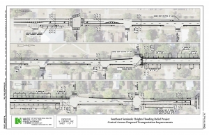 This drawing shows transportation improvements along Central Avenue from just south of Osborne Avenue to Hillsborough Avenue. Proposed improvements are based on survey responses from Seminole Heights residents, business owners, and parents and students at Hillsborough High School. Proposed improvements are detailed on this web page and include: dedicated north- and southbound bike lanes; new crosswalk striping at Osborne and Central Avenue; a dedicated drop-off and pick-up lane in front of Hillsborough High School; and a new crosswalk with a flashing reflective beacon on Central Avenue just north of Wilder Avenue. If you need assistance due to a disability to better understand the transportation improvements plan, please call 813-580-5313.