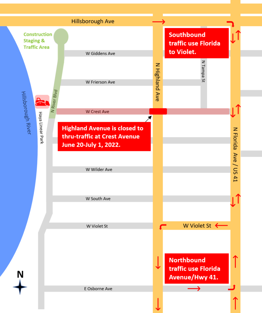 Highland Avenue is temporarily closed between Frierson and Crest.