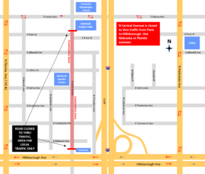 map of Central Avenue closure