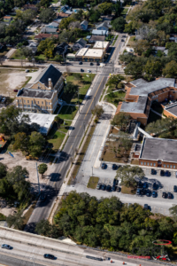 Aerial view of intersection in Seminole Heights